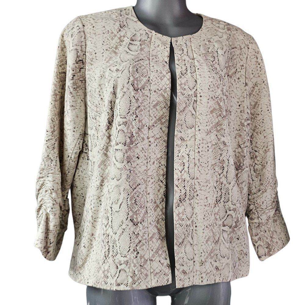 LAURA ASHLEY Snake Print Snake Skin Subtle Animal Print Lightweight Lined Jacket